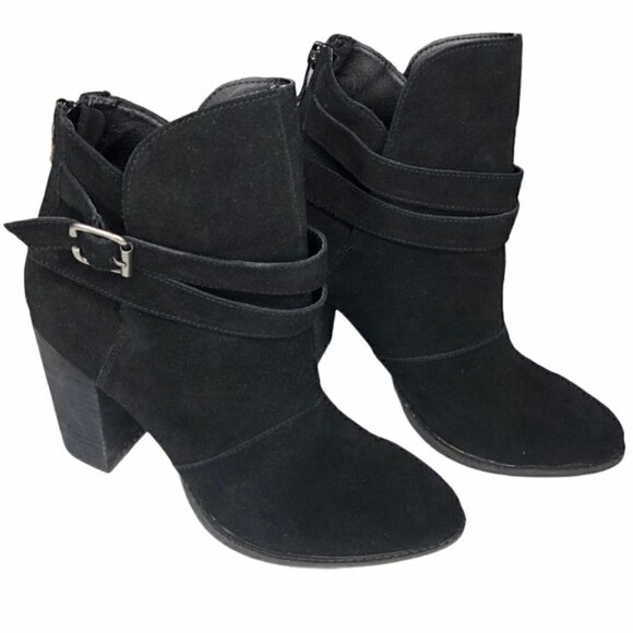Chinese Laundry Black ZIP IT SPLIT SUEDE BOOTIE Size 5.5 - Picture 6 of 6